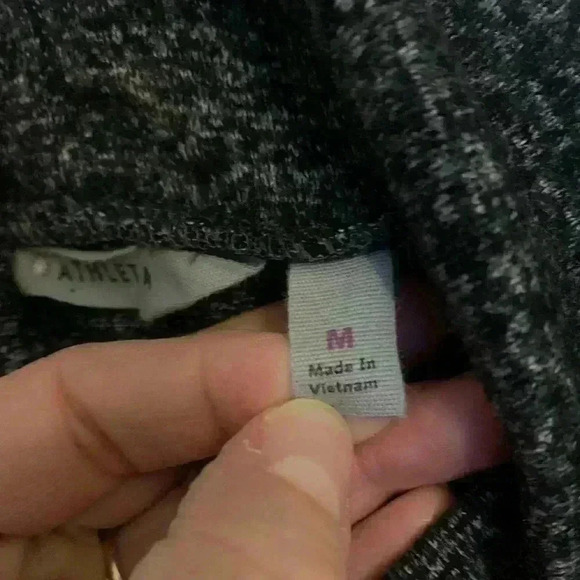 Athleta Malaga Dark Gray Heather Turtleneck Ruched Side Jersey Knit Dress Sz M - Picture 5 of 15